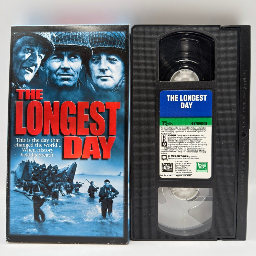 The Longest Day VHS 1998 20th Century Fox War Movie Black and White 4104722